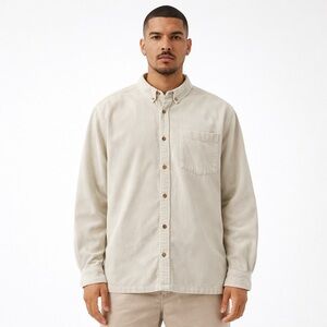ASOS Corduroy Shirt Jacket Men’s 2XL Cream Button Up Overshirt Cotton